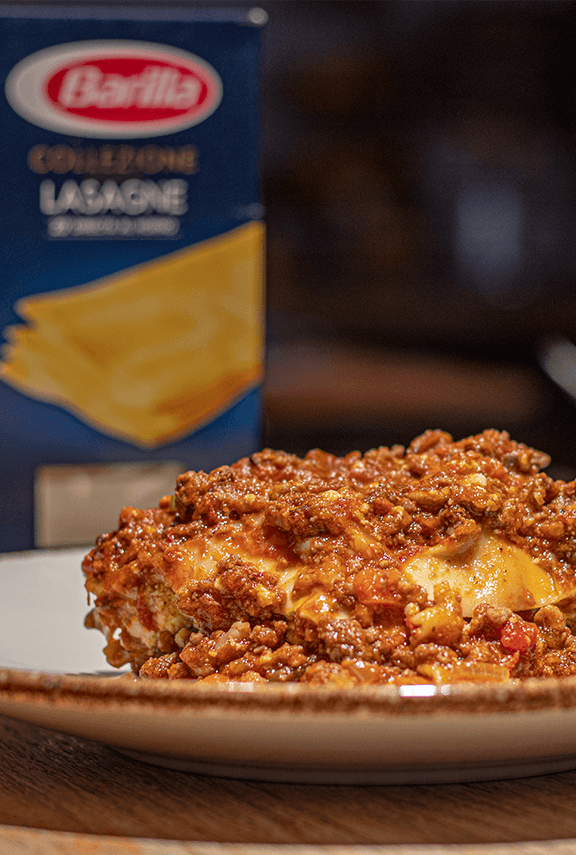 Recipe thumbnail image of Lasagne de requesón al pesto, ragout de res orgánica  y  hongos cremini