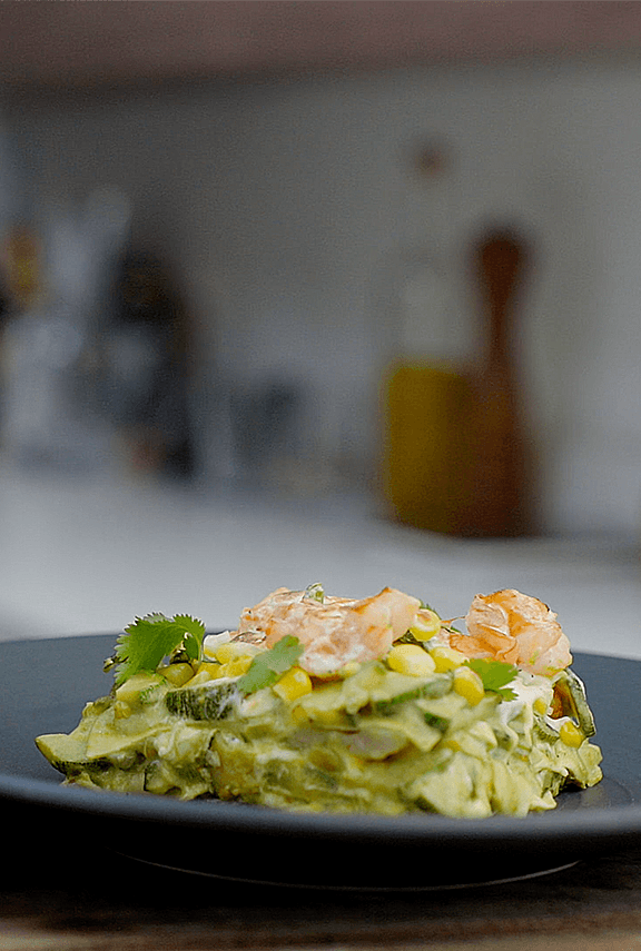 Recipe thumbnail image of Lasagne Azteca con Camarones